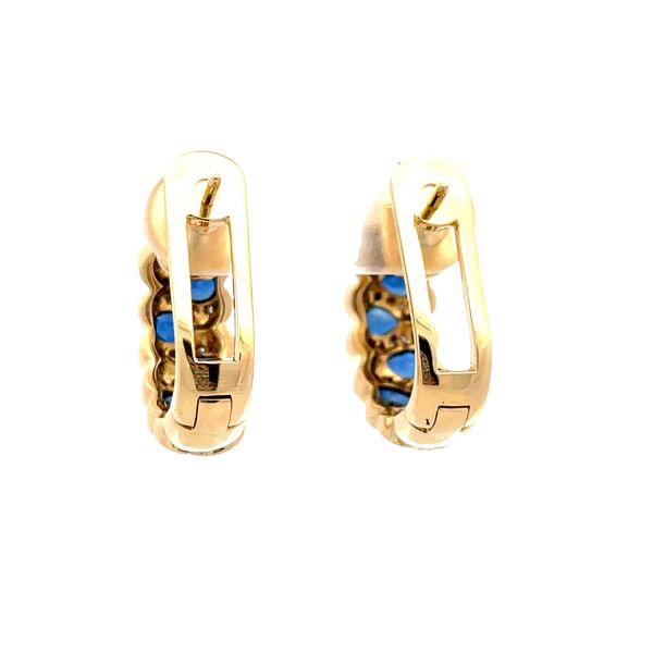 Estate - Diamond and Sapphire Hinged Hoop Earrings Image 3 Flora Gems Decatur, IL