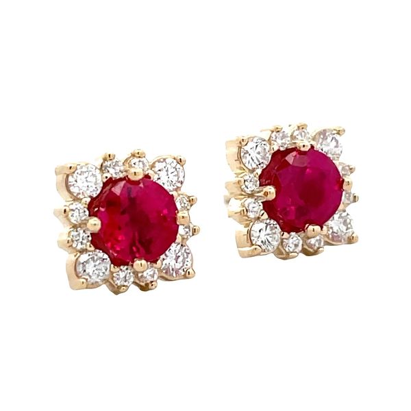 Estate - Ruby and Diamond Earrings Flora Gems Decatur, IL