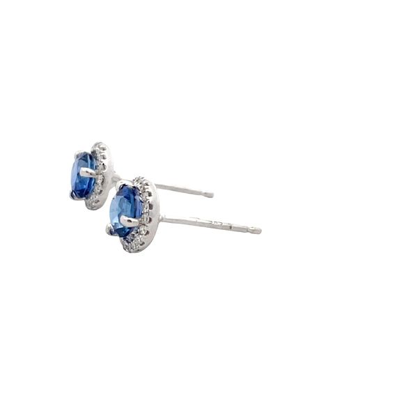 Estate - Blue Sapphire and Diamond Earrings Image 2 Flora Gems Decatur, IL