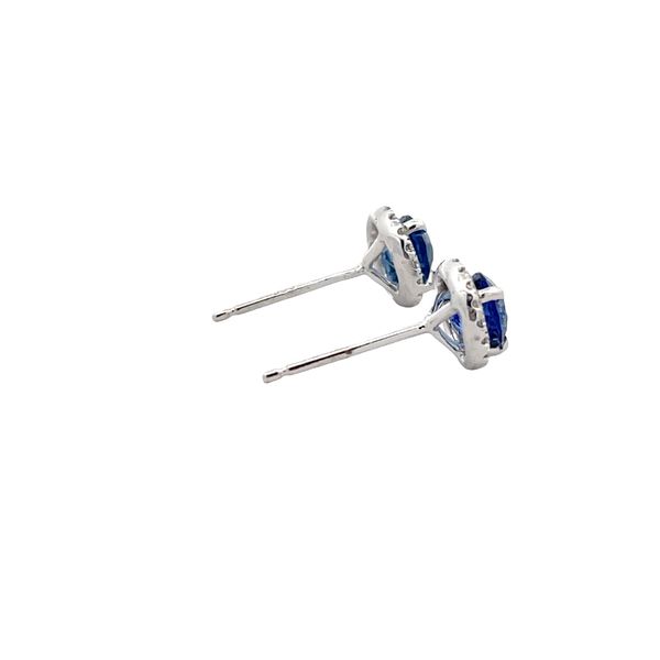 Estate - Blue Sapphire and Diamond Earrings Image 4 Flora Gems Decatur, IL
