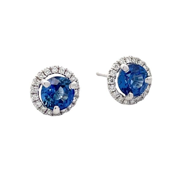 Estate - Blue Sapphire and Diamond Earrings Flora Gems Decatur, IL