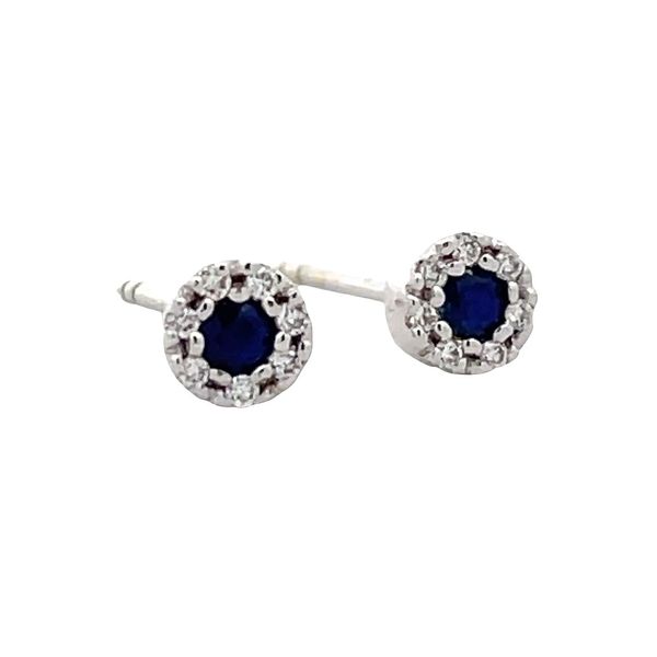 Estate - Blue Sapphire and Diamond Earrings Flora Gems Decatur, IL