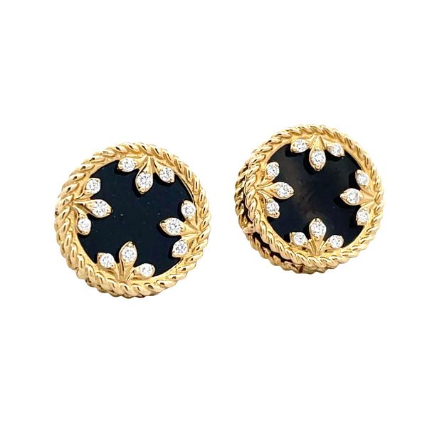 Estate - Roberto Coin Black Jade and Diamond Earrings Flora Gems Decatur, IL