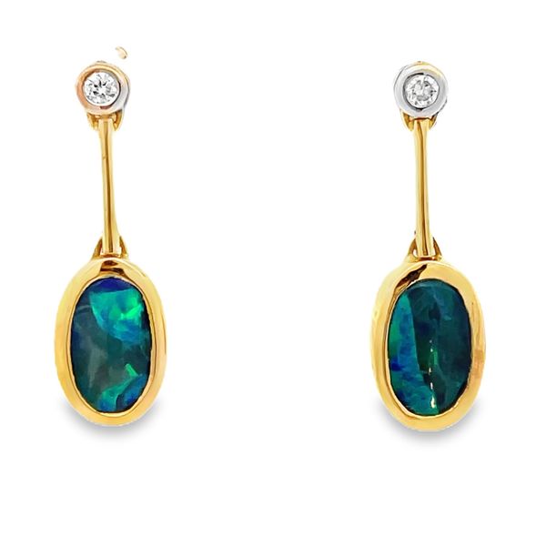 Estate - Boulder Opal and Diamond Earrings Flora Gems Decatur, IL