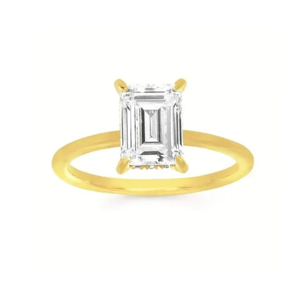 14 Karat Yellow Gold Emerald Step Cut Lab Grown Diamond Engagement Ring With Hidden Halo Forever Young Fine Jewelers St. George, UT