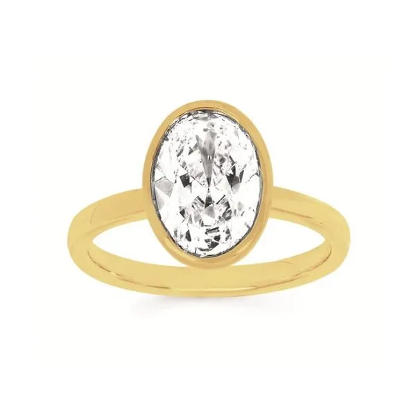 14 Karat Yellow Gold Bezel Set Oval Brilliant Lab Grown Diamond Engagement Ring Forever Young Fine Jewelers St. George, UT
