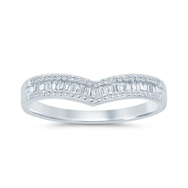 14 Karat White Gold Curved 