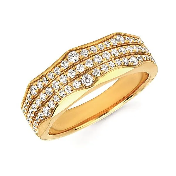 14 Karat Yellow Gold Trple Roe Scallop Design Diamond Fashion Ring Forever Young Fine Jewelers St. George, UT