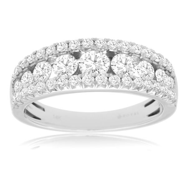 14 Karat White Gold Triple Row Diamond Fashion Ring Forever Young Fine Jewelers St. George, UT