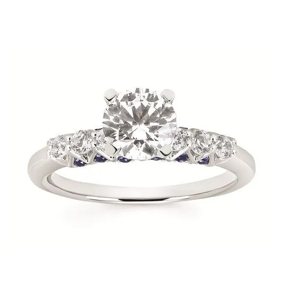 14 Karat White Gold Contemporary Design Diamond and Sapphire Engagement Ring Semi Mounting Forever Young Fine Jewelers St. George, UT