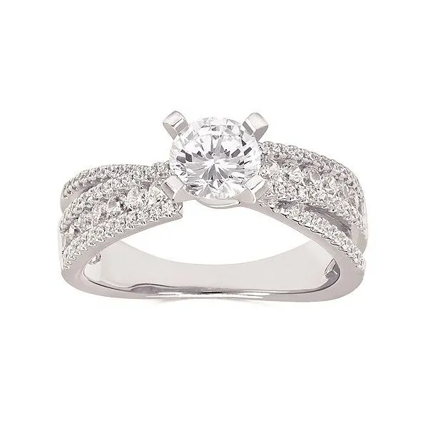 14 Karat White Gold Contemporary Crossover Design Diamond Engagement Ring Semi Mounting. Forever Young Fine Jewelers St. George, UT
