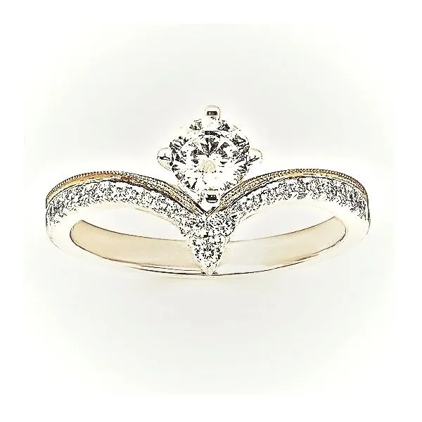 14 Karat White and Yellow Gold 'V' Design Diamond Engagement Ring Semi Mounting Forever Young Fine Jewelers St. George, UT