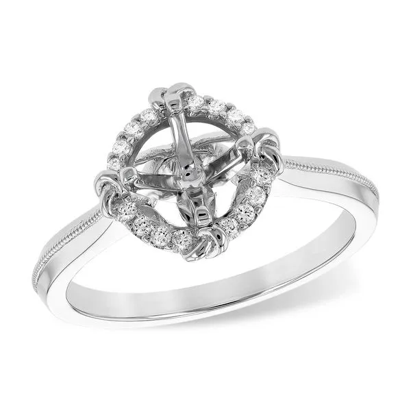 14 Karat White Gold Modern Diamond Halo Fengagment Ring Semi Mounting Forever Young Fine Jewelers St. George, UT