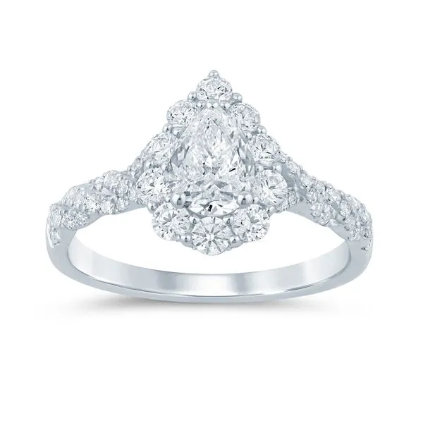 14 Karat White Gold Halo Style Engagement Ring Semi Mounting Forever Young Fine Jewelers St. George, UT
