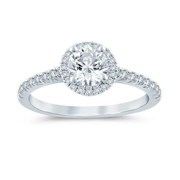 14 Karat White Gold Classic halo Style Engagement Ring Semi Mounting Forever Young Fine Jewelers St. George, UT