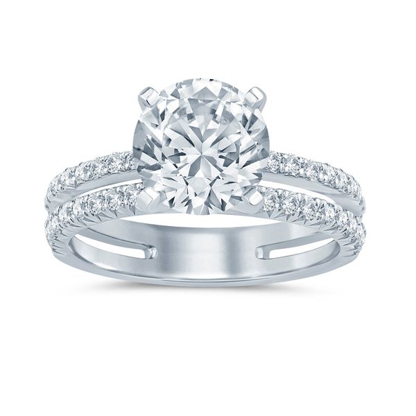 14 Karat WhiteGold Split Shank Style Engagement Ring Semi Mounting Forever Young Fine Jewelers St. George, UT