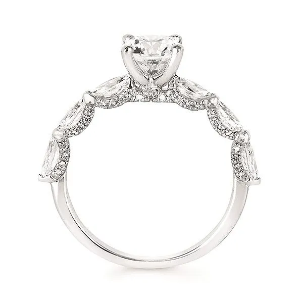 14 Karat White Gold Scallop accented Diamond Egagement Ring Semi Mounting Image 2 Forever Young Fine Jewelers St. George, UT