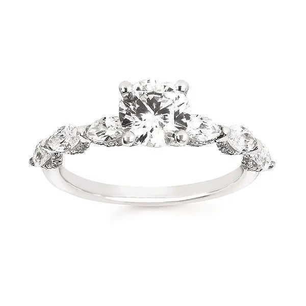 14 Karat White Gold Scallop accented Diamond Egagement Ring Semi Mounting Forever Young Fine Jewelers St. George, UT