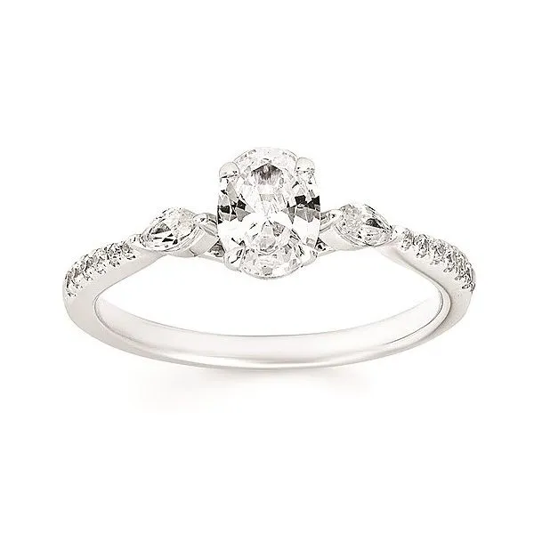 14 Karat White Gold Three Stone Plus Diamond Engagment Ring Semi Mounting. Forever Young Fine Jewelers St. George, UT