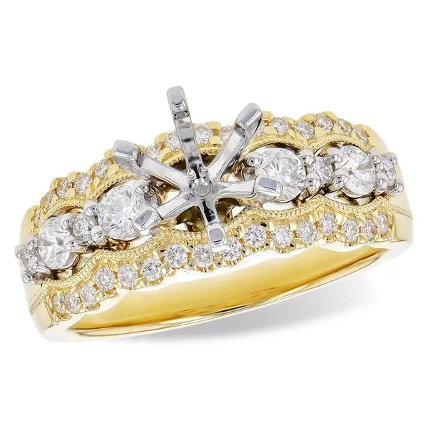 14 Karat Yellow Gold Scalloped Accented Diamond Engagement Ring Semi Mounting Forever Young Fine Jewelers St. George, UT