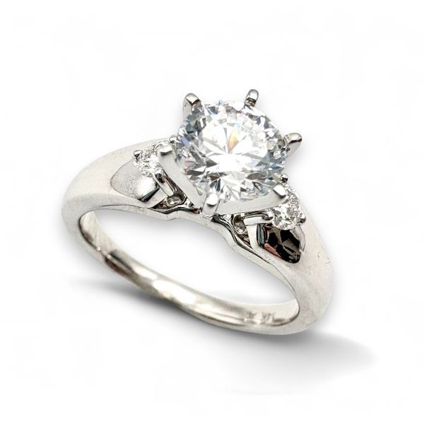 14 Karat White Gold Three Stone Semi Mount Engagement Ring Forever Young Fine Jewelers St. George, UT