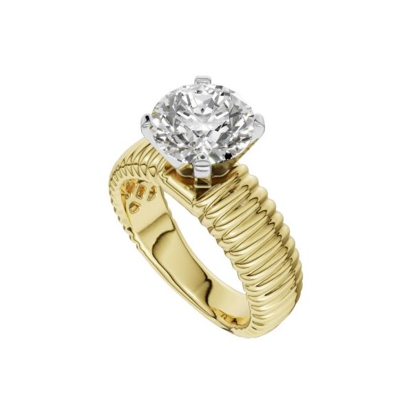 14 Karat Yellow Gold Ribbed Solitaire Engagement Ring Forever Young Fine Jewelers St. George, UT
