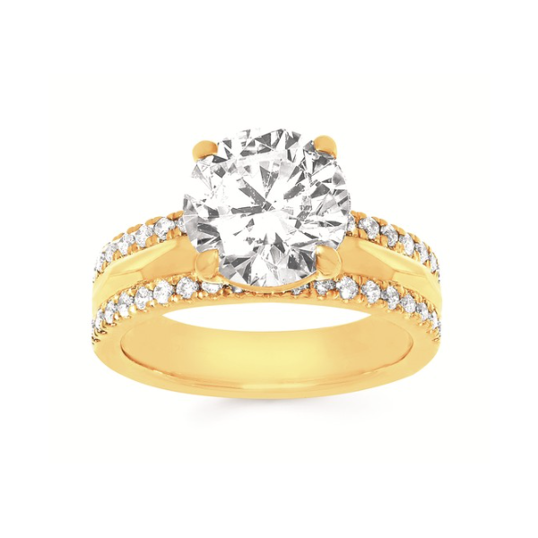 14 Karat Yellow Gold Semi Mount Engagement Ring With Hammered Finish Forever Young Fine Jewelers St. George, UT