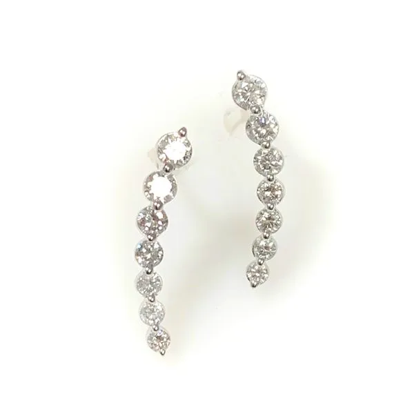 A Pair of 14 Karat White Gold Curvred Diammond stick Style Earrings Forever Young Fine Jewelers St. George, UT