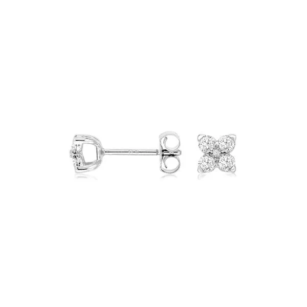 14 Karat White Gold Four Petal Diamond Fashion Earrings Forever Young Fine Jewelers St. George, UT
