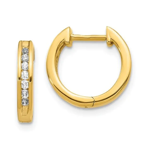 14 Karat Yellow Gold Diamond Huggie Hoop Earrings Forever Young Fine Jewelers St. George, UT