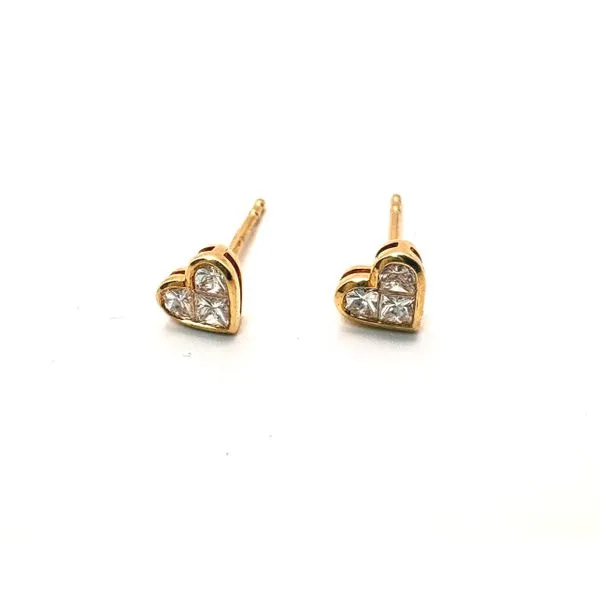 18 Karat Yellow Gold Heart Diamond Earrings Forever Young Fine Jewelers St. George, UT
