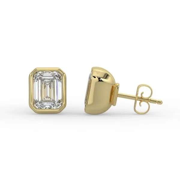 14 Karat Yellow Gold Lab Grown Emerald Cut Stud Earrings Image 2 Forever Young Fine Jewelers St. George, UT