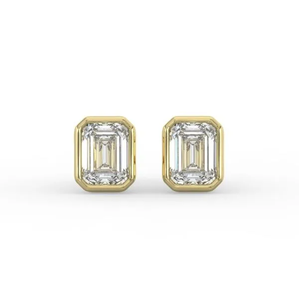 14 Karat Yellow Gold Lab Grown Emerald Cut Stud Earrings Forever Young Fine Jewelers St. George, UT