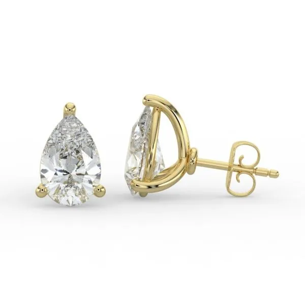14 Karat Yellow Gold Pear Cut Lab Grown Diamond Stud Earrings Image 2 Forever Young Fine Jewelers St. George, UT