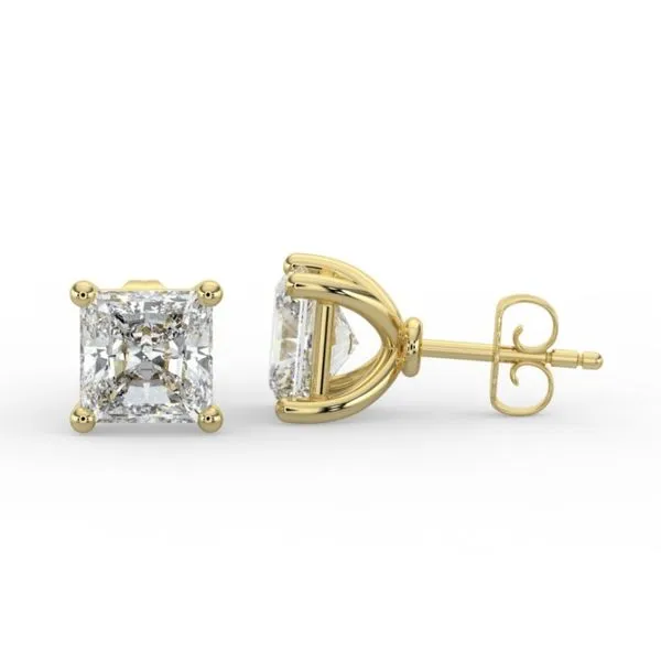 14 Karat Yellow Gold Radiant Cut Lab Grown Diamond Stud Earrings Image 2 Forever Young Fine Jewelers St. George, UT