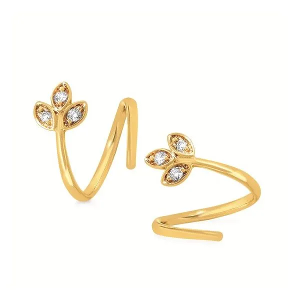14 Karat Yellow Gold Three Leaf Diamond Earrings Forever Young Fine Jewelers St. George, UT