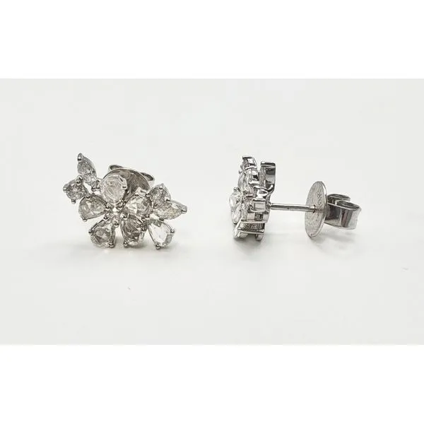 18 Karat White Gold Floral Stud Earrings Forever Young Fine Jewelers St. George, UT