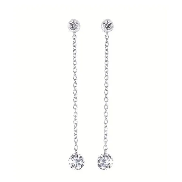 14 Karat White Gold Diamond Dangle Earrings Forever Young Fine Jewelers St. George, UT
