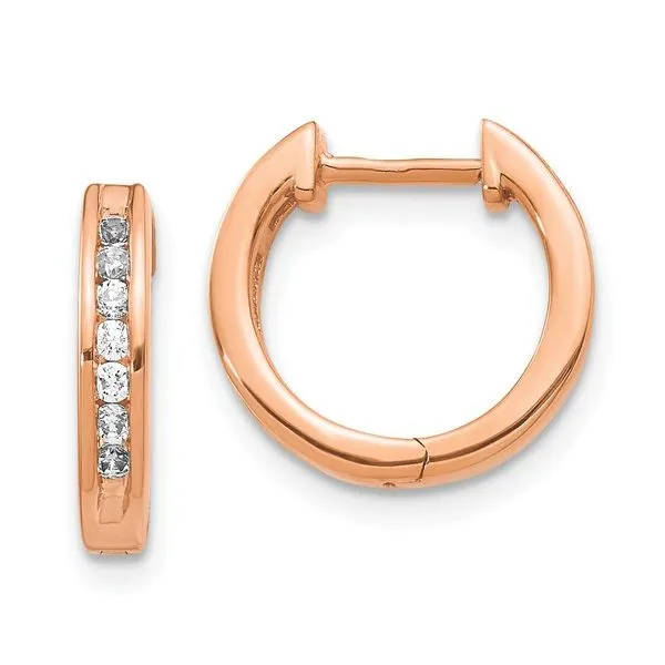 14 Karat Rose Gold Diamond Huggie Hoop Earrings Forever Young Fine Jewelers St. George, UT