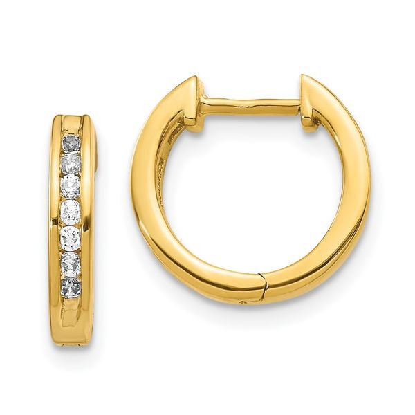 14 Karat Yellow Gold Diamond Huggie Hoop Earrings Forever Young Fine Jewelers St. George, UT