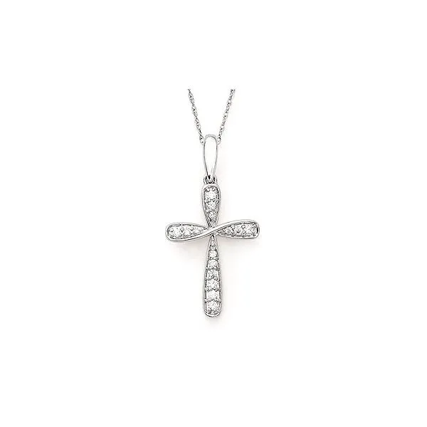14 karat White Gold Infinity Inspired Diamond Cross Pendant. Forever Young Fine Jewelers St. George, UT