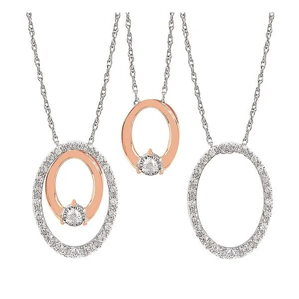 10 Karat Rose Gold Three Piece Oval Diamond Pendant and Enhancer Set Forever Young Fine Jewelers St. George, UT