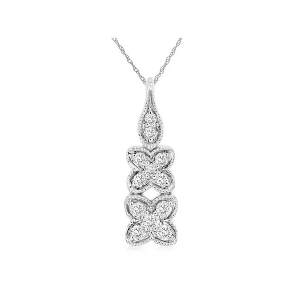 14 karat White gold Four Point Satacked Design Diamond Fashion Pendant Forever Young Fine Jewelers St. George, UT
