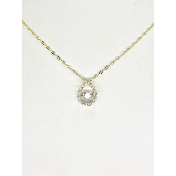 14 Karat Yellow Gold Teardrop Halo Design Floating Diamond Pendant Forever Young Fine Jewelers St. George, UT