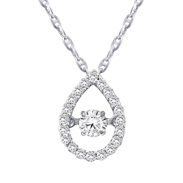14 Karat White Gold Teardrop Halo Design Floating Diamond Pendant Forever Young Fine Jewelers St. George, UT