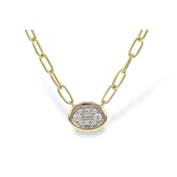 14 Karat Yellow Gold Diamond Cluster Pendant With Paperclip Chain Forever Young Fine Jewelers St. George, UT