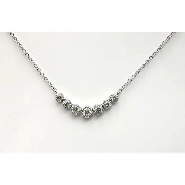 14 Karat White Gold Curved Bar Diamond Pendant Forever Young Fine Jewelers St. George, UT
