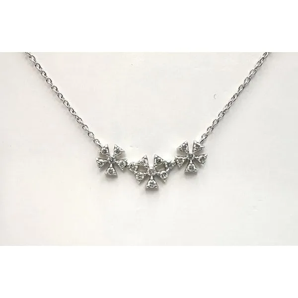 14 Karat White Gold Three Flower Diamond Pendant Forever Young Fine Jewelers St. George, UT