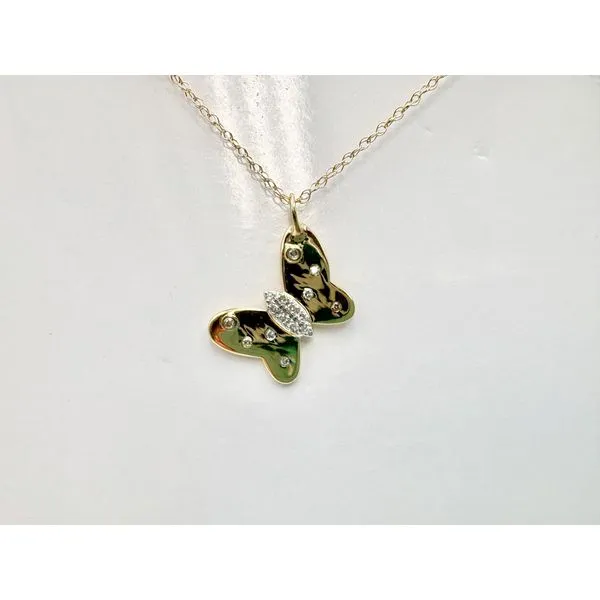 14 Karat Yellow Gold Butterfly Diamond Pendant Forever Young Fine Jewelers St. George, UT