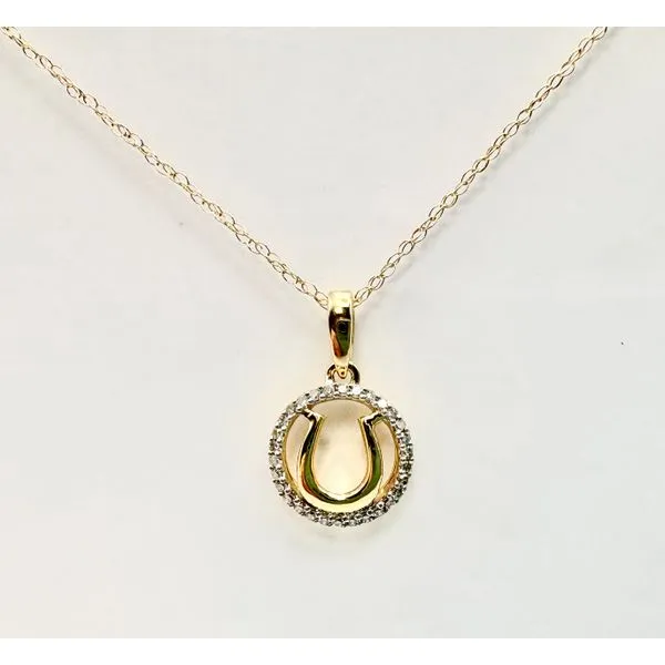 14 Karat Yellow Gold Horseshoe Pendant With Diamond Halo Forever Young Fine Jewelers St. George, UT